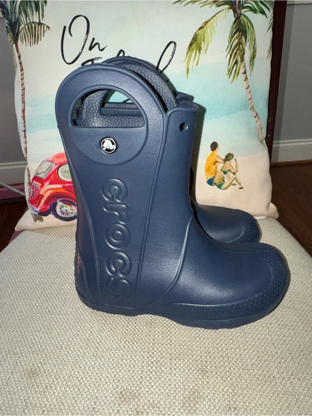 Crocs Kids Unisex Handle It Rain Boots in Navy Blue Size J1